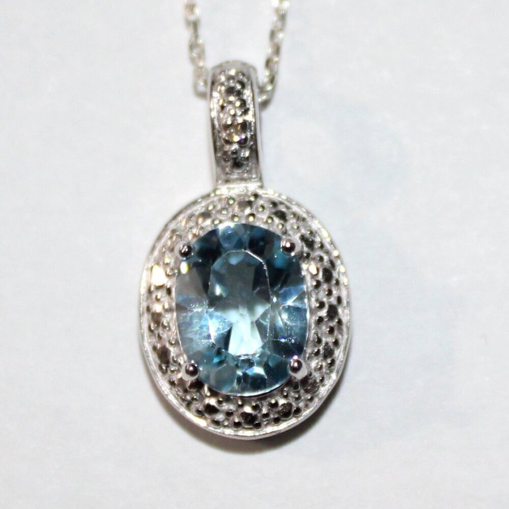 Sterling Silver Blue Topaz Necklace